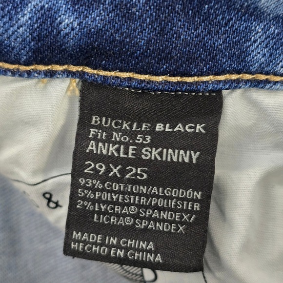 Buckle Black Ankle Skinny Jeans Distressed Frayed Hem Women's Size‎ 29x25 - Picture 8 of 9